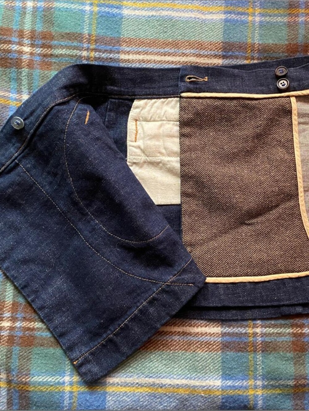 Vintage Nolita Denim Mini Skirt in Neutral Tones - Picture 3 of 6